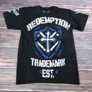 Raw State Mens Medium Black T Shirt Redemption‎ Cross Military USA Live Free
